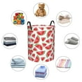 thumbnail image 6 of Balery Hand Drawn Watermelon Round Laundry Basket with Handles Waterproof Freestanding Laundry Hamper for Clothes Toys in the Dorm and Family-Small, 6 of 8