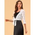 thumbnail image 4 of Top Tolera De Encogimiento De Hombros Estilo Bolero De Encaje De Corazón Con Lazo De Manga Con Volantes Elegante Para Mujer Blanco M, 4 of 6