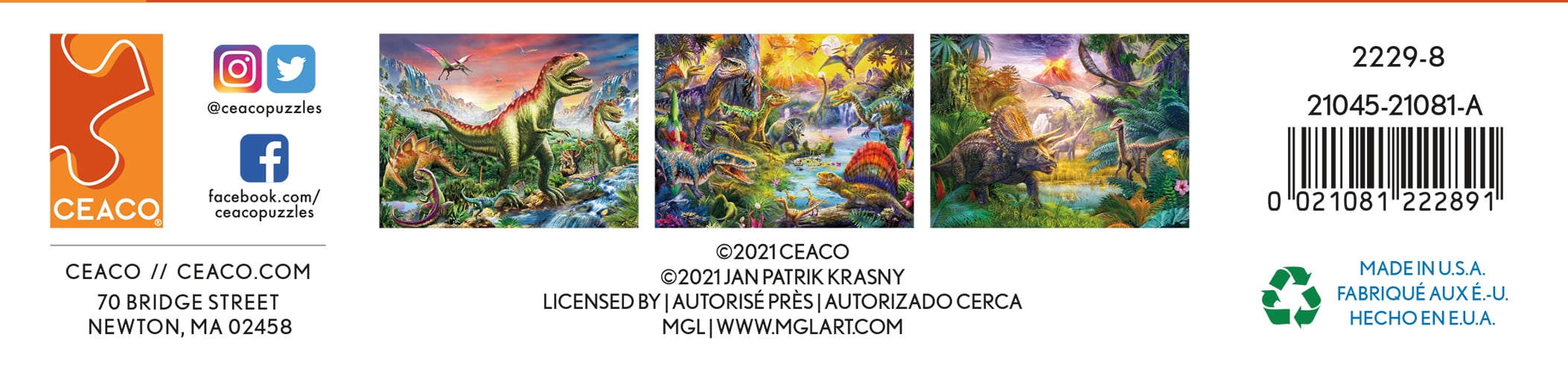 Ceaco 300-Piece Prehistoria Dinosaur Landscape Interlocking Jigsaw Puzzle