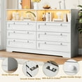 thumbnail image 3 of Modern 6 Drawer Wooden Dresser with LED Lights and Power Outlet, Large Capacity Storage Chest for Bedroom, TV Stand with Handles and Spacious Drawers, 3 of 7