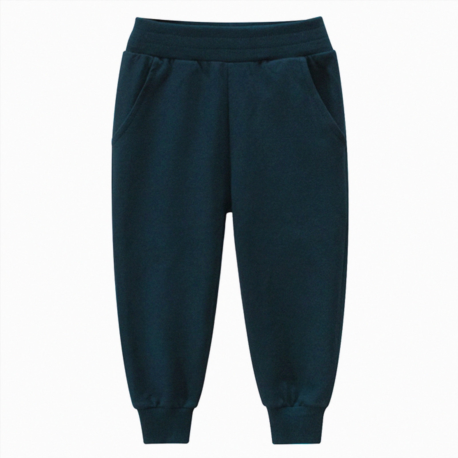 2-3T Toddler Boys Pants Fleece Lined Thick Straight Leg Elastic Waist Cozy Sweatpants with Side Pockets Fall Winter Casual Wear for Boys 3-12 Years Navy