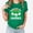 Green, variant on LSLJS Ladies Saint Patrick's Day Printed T-shirt With Round Neck and Short Sleeved Top, Gifts for Women