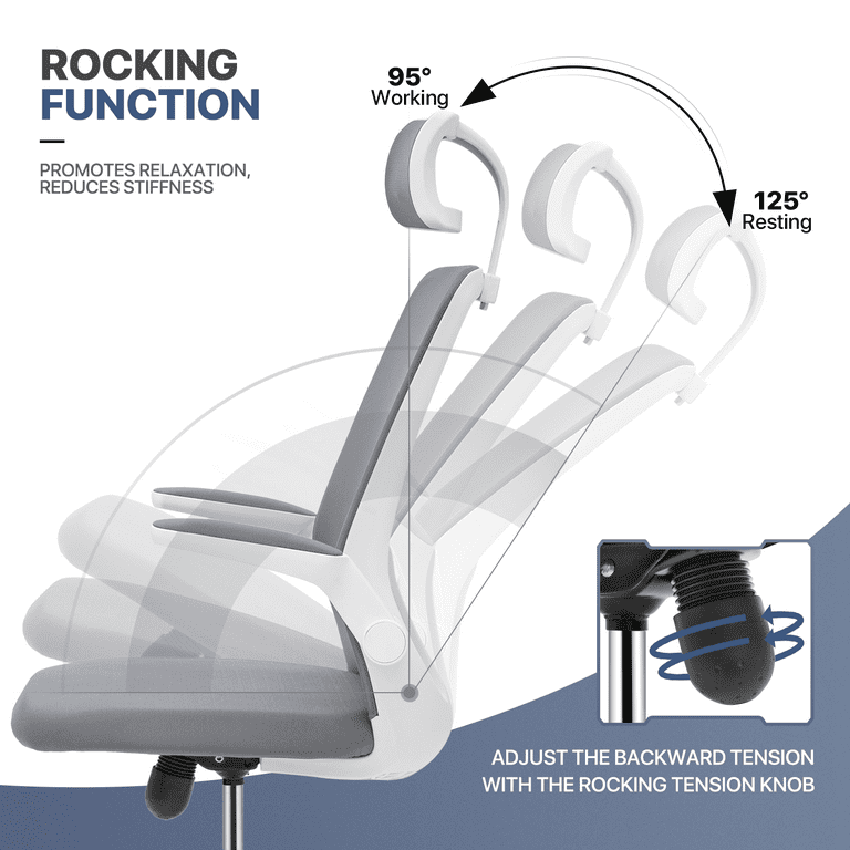 MoNiBloom Ergonomic Office Task Chair, Adjustable High Back Swivel Computer  Desk Chair with Backrest & Armrest for Office, Grey