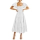 thumbnail image 1 of Vestido PRETTYGARDEN Midi con Mangas Abullonadas y Escote Cuadrado Blanco Talla L, 1 of 8