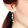 thumbnail image 4 of Vintage Rose Quartz Chain Dew Drop & Star Gold Over .925 Silver Dangle Earrings, 4 of 5