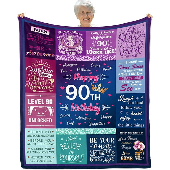 90th Birthday Gifts For Women, Best Gifts For 90 Year Old Woman Blanket, 90 Year Old Birthday Gifts For Women, Gifts For 90 Year Old Woman, 90th Birthday Decorations For Women Throw Blankets