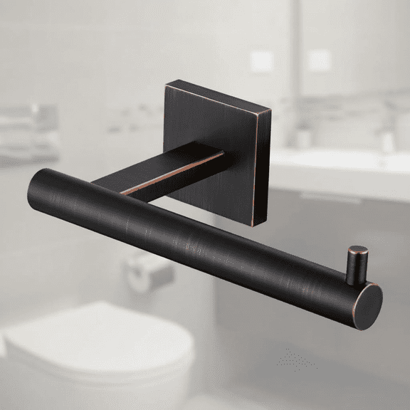 Oil Rubbed Bronze Toilet Paper Holder for Bathroom and Kitchen, Heavy Duty Stainless Steel Tissue Dispenser Compatible with Mega Rolls, Wall Mounted