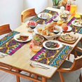 thumbnail image 2 of Rustic Style Tribal Boho Flax Placemats Set of 4, 12x18 Inch Vintage Artistic Classic Table Mats, Washable Earthy Ethnic Decor for Kitchen and Dining Table, 2 of 6