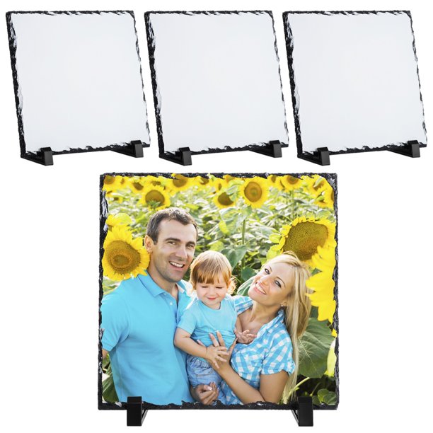 4 piezas de pizarra de sublimación en blanco, 7,9 x 7,9 pulgadas, pizarras de roca en blanco para sublimación para fotos de transferencia térmica de calor, pizarras de piedra rectangulares personaliza