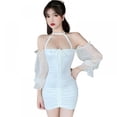 thumbnail image 1 of Robe à Manches Longues Sexy Ajustée à Épaules Dénudées pour Femmes, 1 of 6