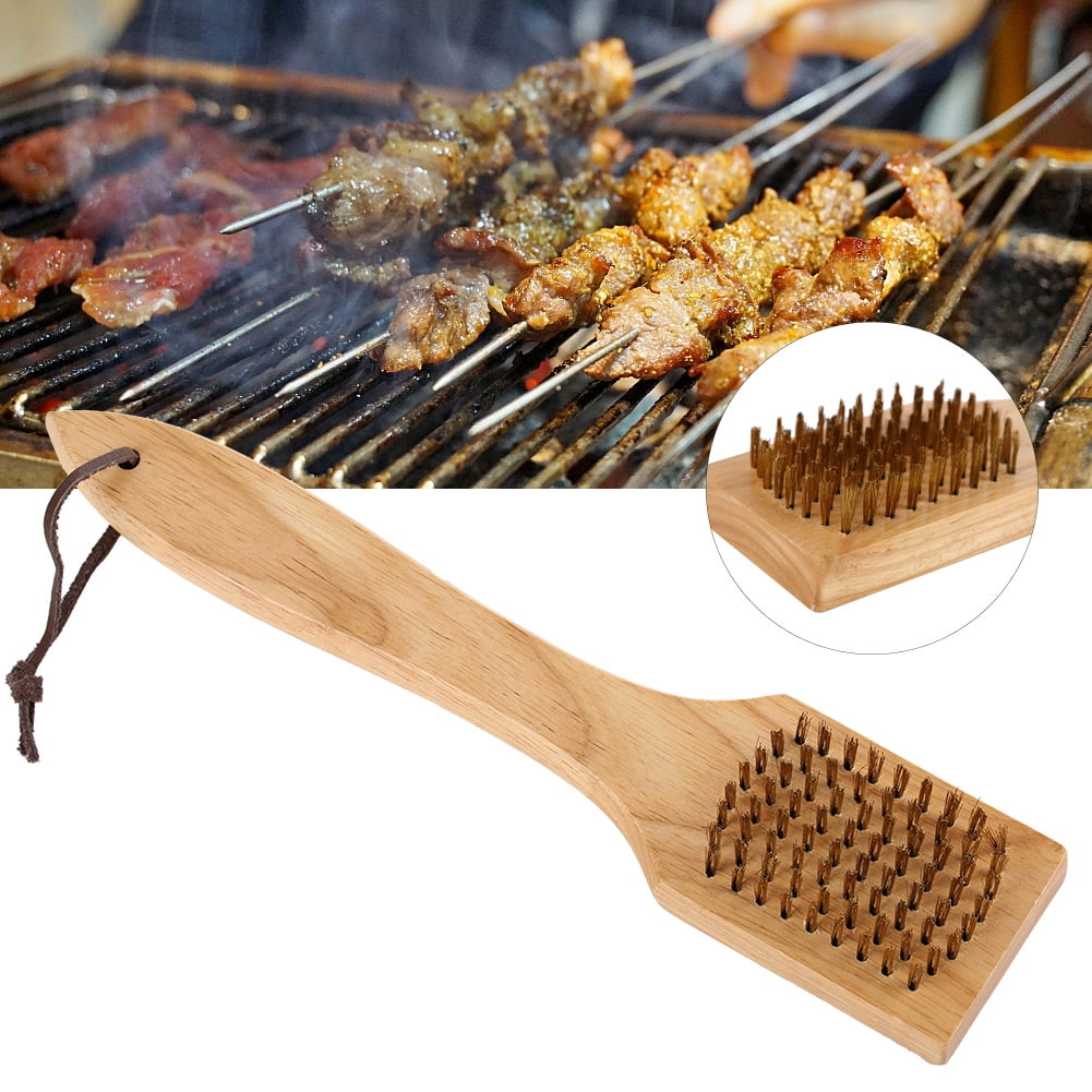 1Pc BBQ Tools Wood Copper Wire Grilled Cleaning Brush for Barbecue Accessor Home