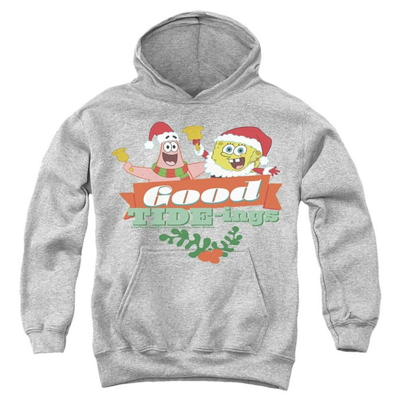 Spongebob Squarepants Santa And Patrick, Christmas Good Tide-Ings Kids Hoodie for Youth Boys and Girls