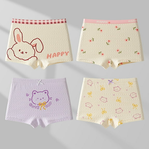 Delliss 4pcs Little Girls Underwear Soft Comfort Cotton Bikini Panties 1.5-16 Years Toddler Undies Kids Brief