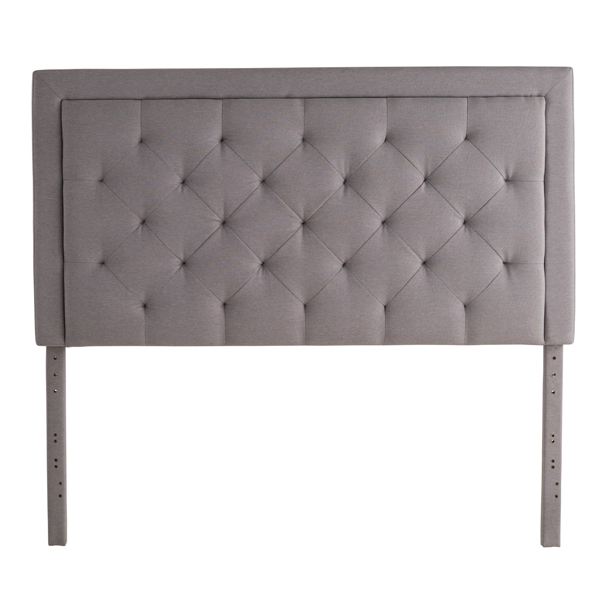 Rest Haven Medford Rectangle Upholstered Headboard with Diamond Tufting, Queen, Gray