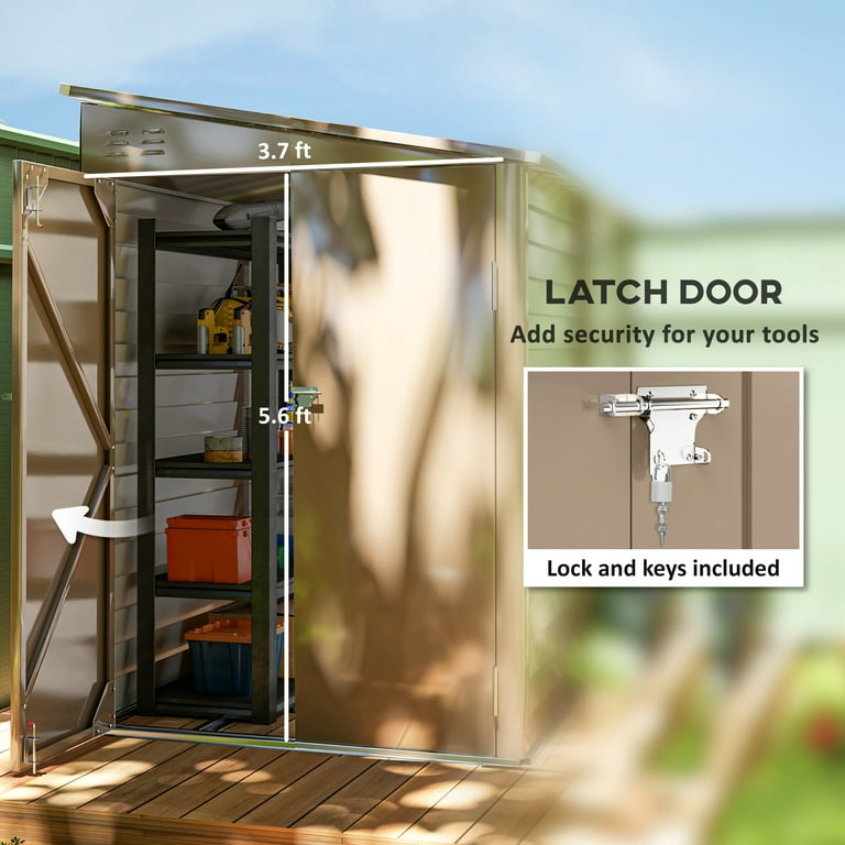 Outsunny 4.6' x 9' Metal Outdoor Storage Shed, Garden Utility Tool