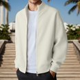 thumbnail image 2 of Kureaily Winter Solid Color Rib Knit Double Zipper Casual Jacket Without Hood With Texture For Everyday Wear Jackets for Men, 2 of 4