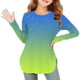 thumbnail image 2 of CLOISE Cute Tops for Boys Girls Kids Trendy Crew Neck Shirt Tunic Gradient Long Sleeve Pullover Casual Vacation Clothes, 2 of 7
