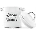 AuldHome Grease Container, White Enamelware Bacon Grease Can with