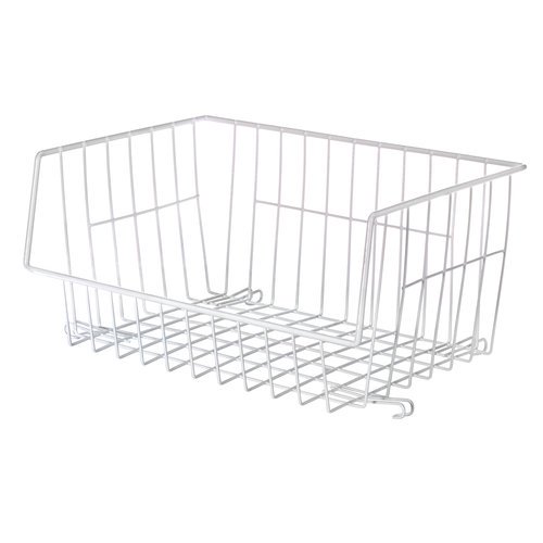 Whitmor 645015896 White Wire Stackable Basket