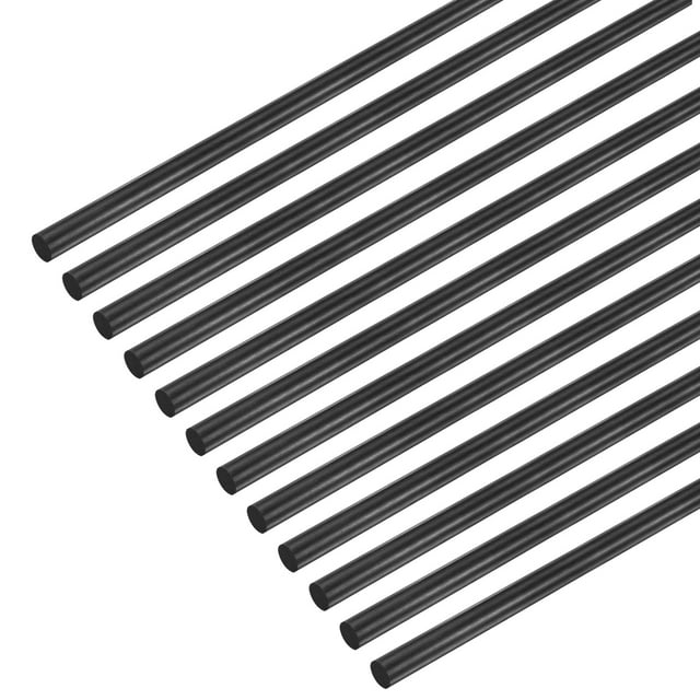 Uxcell 12-Pack Varillas de Fibra de Carbono, 200mm de Longitud 2.5mm de Diámetro, Polo Sólido Mate de Fibra de Carbono