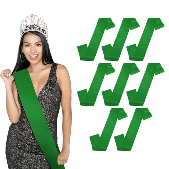 Uxcell 8-Pack Blank Satin Sash, 3.8"/95mm Party Accessory Sashes for Wedding/Birthday/Party Decorations/DIY /Graduation [Green]