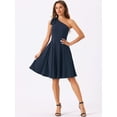 thumbnail image 4 of DARING DIVA Halloween Costume Bow One Shoulder with Pockets Swing Dress L Dark Blue, 4 of 6