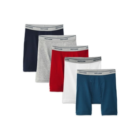 Fruit of the Loom Assorted Cotton Boxer Briefs, 5 Pack (Big Boys)