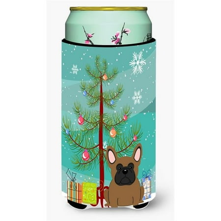 

Merry Christmas Tree French Bulldog Brown Tall Boy Beverage Insulator Hugger