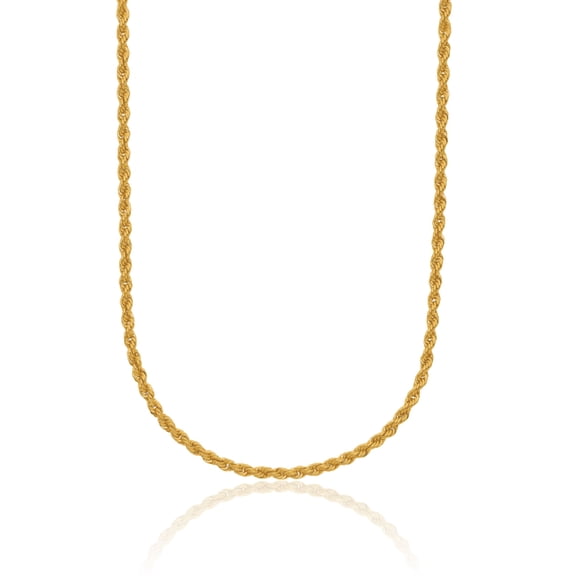 24K Solid Yellow Gold 2.5mm Spiga Wheat Link Chain Necklace