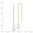 thumbnail image 7 of 14K Yellow Gold 7-8mm White Rice Fw Cultured Pearl Box Chain Necklace Threader Earrings, 7 of 7