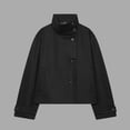thumbnail image 2 of Kezqiaxn Women's Coats Fashion Long Sleeve Button Stand Collar Winter Loose Casual Jacket Lounge Outwear Cute Clothes Black M, 2 of 6