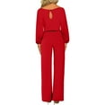 thumbnail image 4 of BangWanChi 2 Piece Sets for Women Fall Women'S Fall/Winter Solid Color Long Sleeved Crew Round Neck Jumpsuit With Belt Jumpsuit Pans, 4 of 5