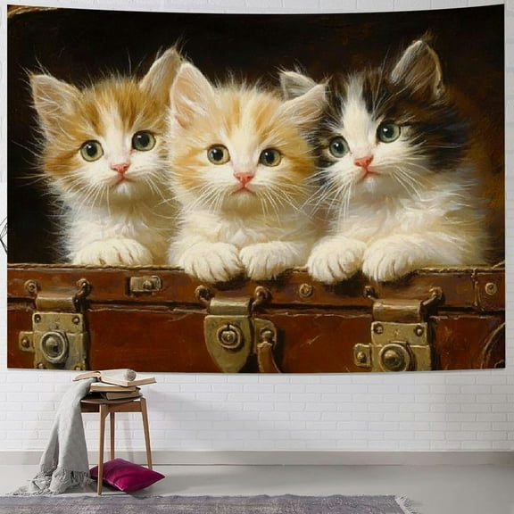 Patifu Cute Cat Tapestry Wall Hanging Unique Style Graphic Tapestries Home Wall Decor Art for Living Room Bedroom Apartment Farmhouse Dorm Wall Hanging Mother's Day 40x30inch
