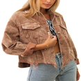thumbnail image 4 of Girls Long Sleeve Loose Jacket  Autumn Ladies Leisure Style Solid Color Lapel Single-breasted Rough Selvedge Coat with Pocket, 4 of 7