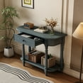 thumbnail image 2 of EUROCO 36" Retro Console Table with Drawer,Solid Wood Entryway Table Sofa Table with Open Storage Shelf and Corner-Curved Design for Entryway, Hallway and Living Room,Navy, 2 of 7