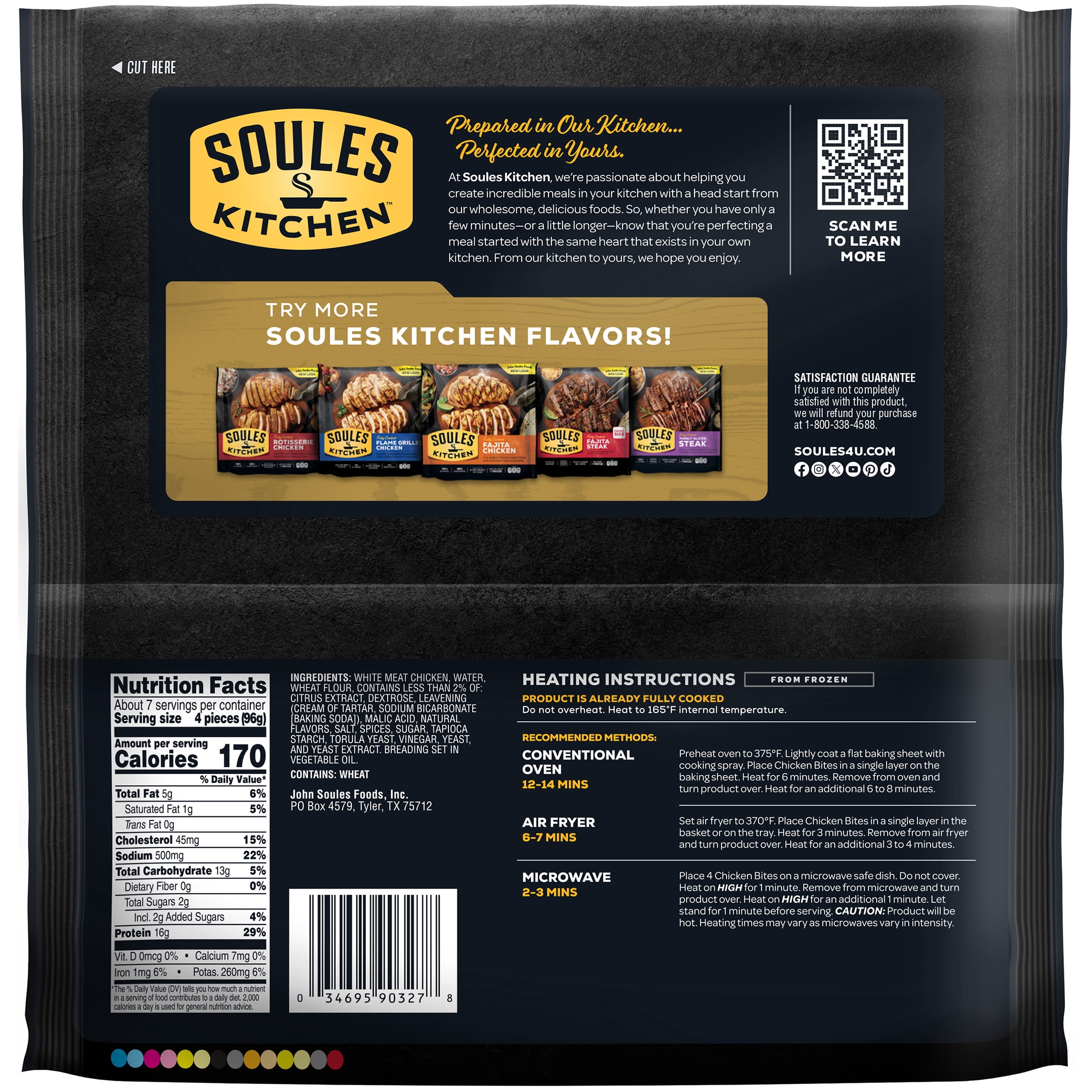 Soules Kitchen, Frozen, Fully Cooked Southern Style Chicken Breast Bites, Family Size, 24 oz