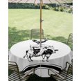 thumbnail image 3 of Outdoor Tablecloth with Umbrella Hole Zipper Vintage Animals Round Tablecloth 54" Waterproof Outside Table Cloth Pig Rooster Cow Retro Art Patio Table Cover Tablecloths for Picnic Party, 3 of 8