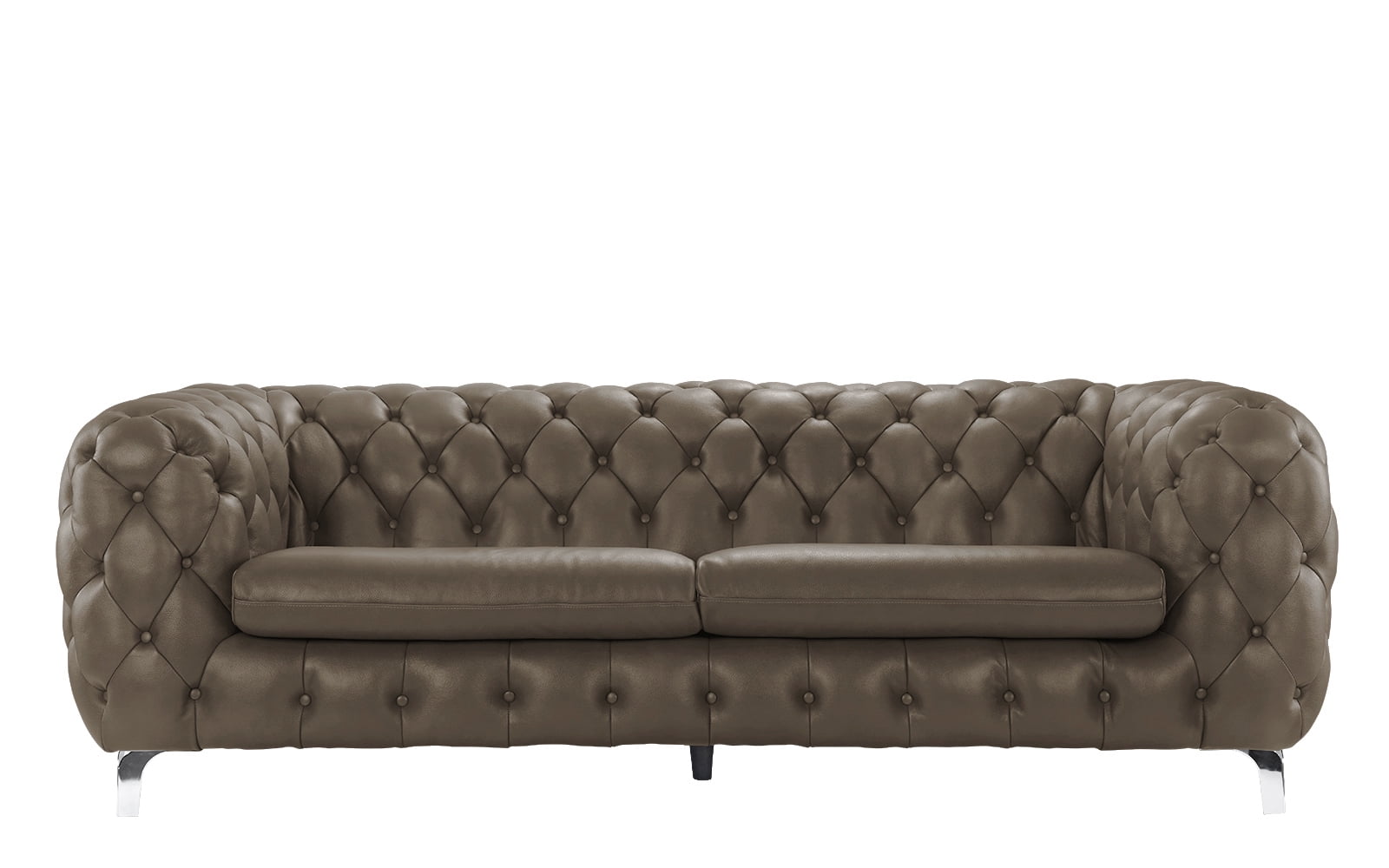 Chesterfield Real Leather Tufted Sofa Couch with Builtin Shelving