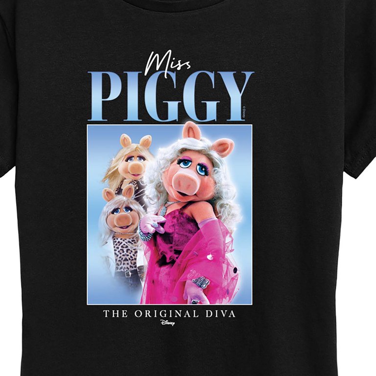 Muppets Women's Classic Miss Piggy T-Shirt - 100% Ring Spun Cotton, Heather Grey, Fitted Style