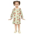 thumbnail image 2 of Girls' long-sleeved dress Apple Flower Girls' A-line dress with ribbed cuffs Soft and comfortable, 2 of 6