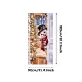 thumbnail image 3 of Christmas Door Cover with Snowman Black Hat Design Elastic Front Door Decoration for Holiday Party 70.87 x 35.43 in, 3 of 4