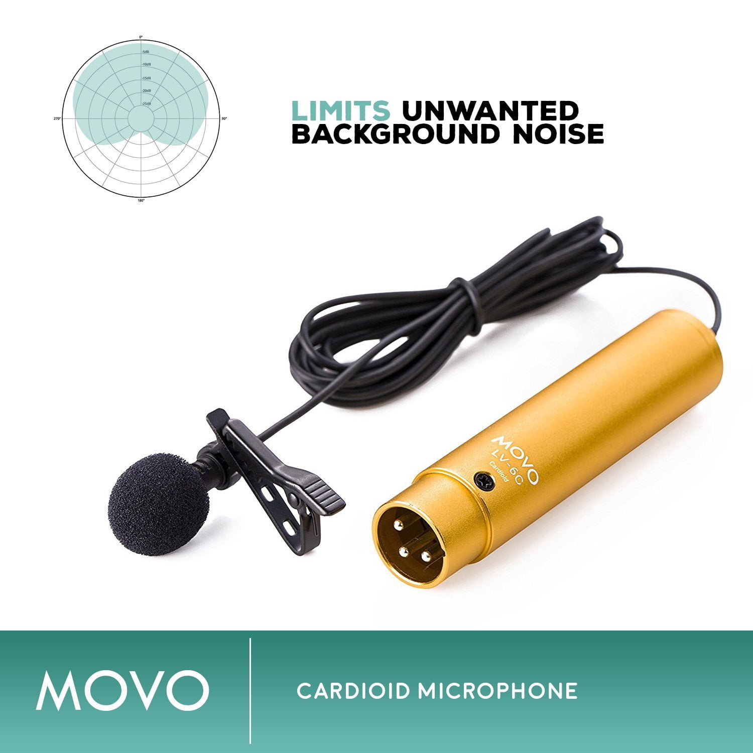 Movo Lv-6 Pro Grade Omnidirectional & Cardioid Xlr Lavalier Condenser Microphone Set [48v Phantom Powered]