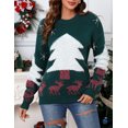 thumbnail image 3 of Christmas Sweaters for Women Reindeer Snowflake Holiday Ugly Knits Long Sleeve Pullover, 3 of 8