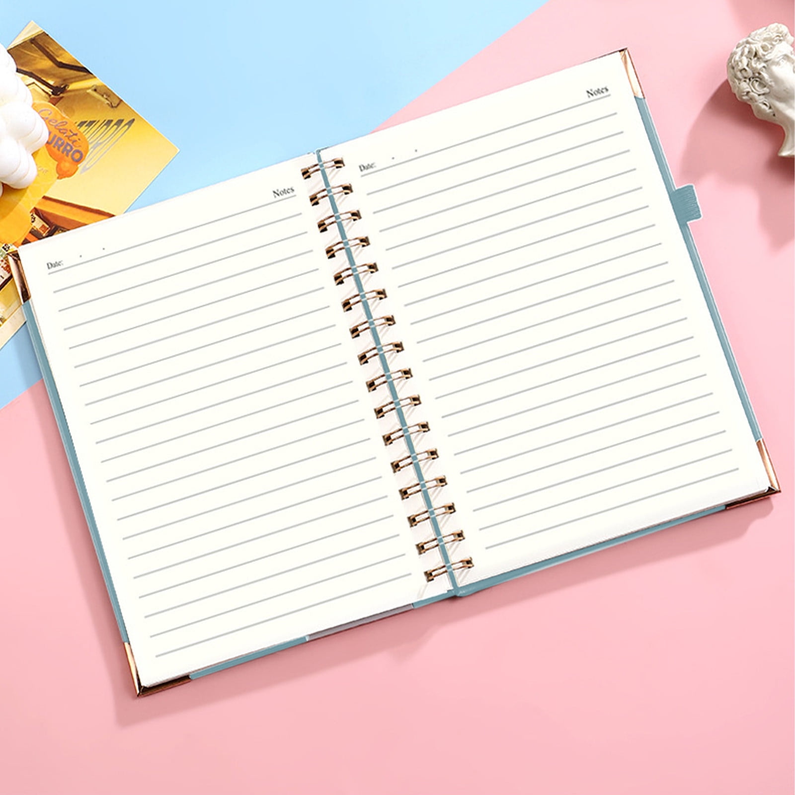 Lwlmwt Leather-bound Spiral Notebook A5 Ring-Bound JournaL Notebook Hardcover Thick Pages Unisex Notebook Ideal for Study and Work