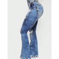 thumbnail image 3 of Women's Ripped Flared Jeans High Waisted Denim long pants Nail Bead Embellished Distressed Trendy Fashion, 3 of 5