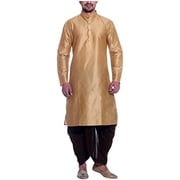 Royal Mens Silk Blend Dhoti & Kurta Set_Dark Gold