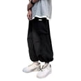 thumbnail image 5 of Pink Season Drawstring Elastic Waistband Big Pockets Men Pants Loose Hip Hop Wide Leg Pants, 5 of 8