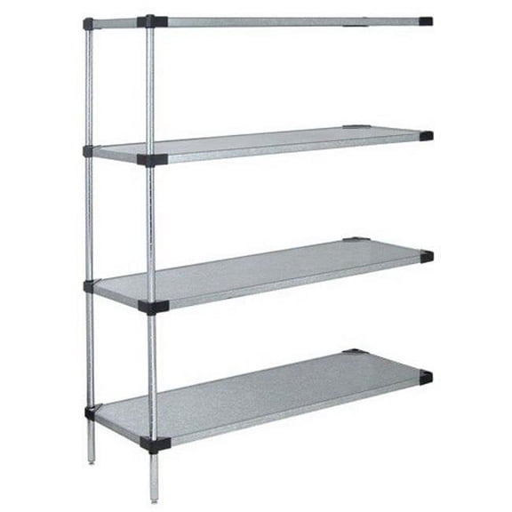 Galvanized Steel 4-Solid Shelf Add-On Unit - 86 in.