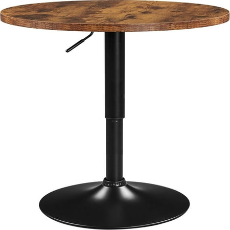 

Round Bar Table Adjustable Height and 360° Swivel Bar Tables Cocktail Table with MDF Top Silver Leg Base for Bar Bistro Café Mahogany