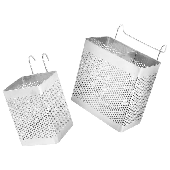 PartyKindom Hanging Utensil Holder Kitchen Cutlery Organizer Silver Stainless Steel 2Pcs